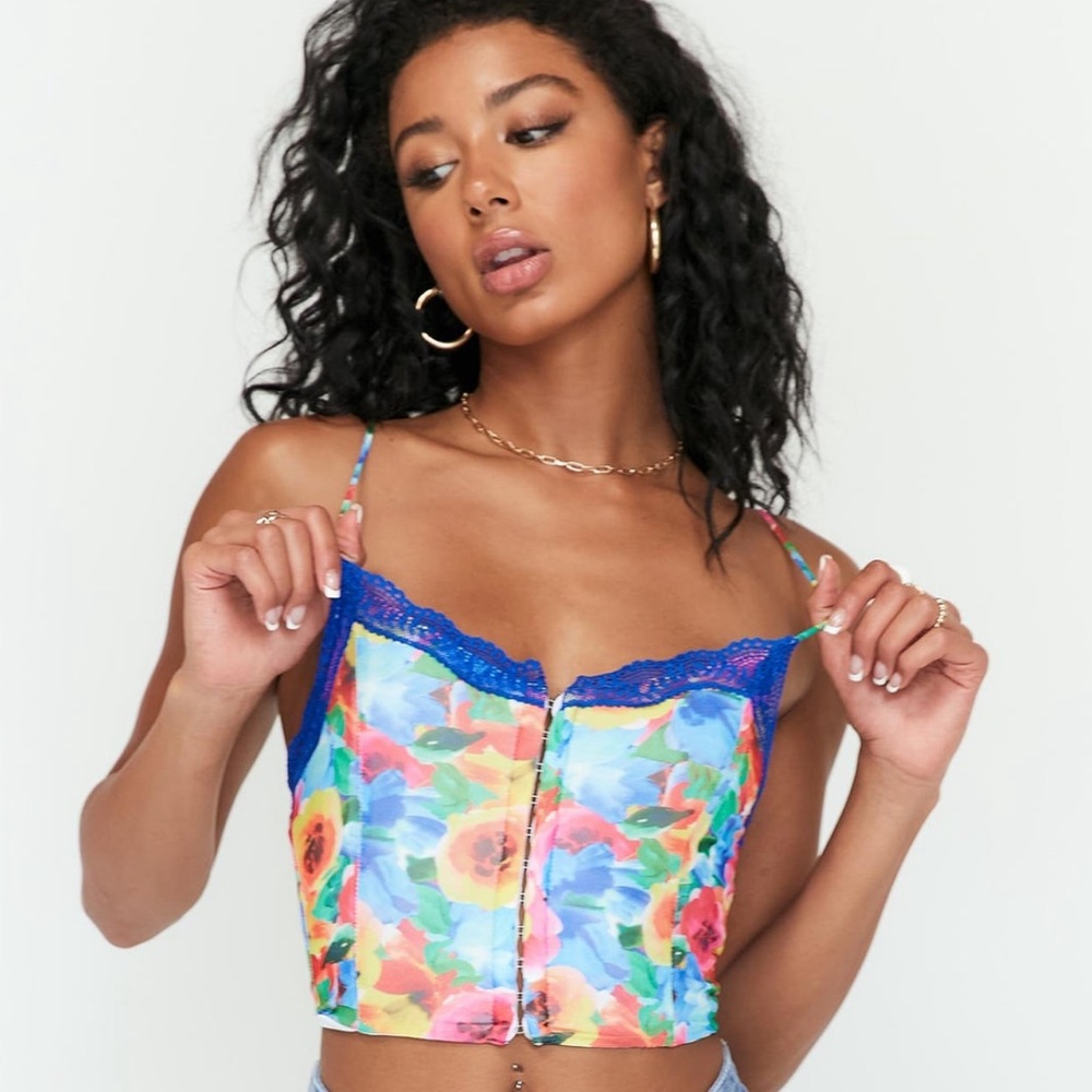 Princess Polly Magnolia Crop Top Blue Floral